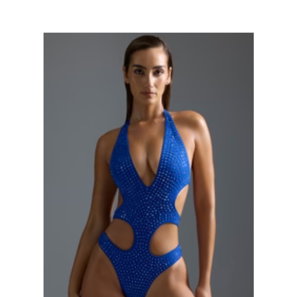 Blue Cutout One-Piece Swimsuit